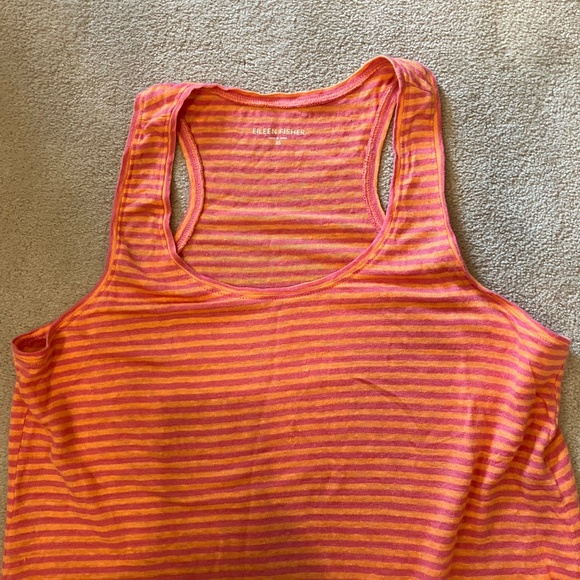 Eileen Fisher 100% Linen Striped Racerback Tank Dress XS Extra Small High-Low - Picture 3 of 7